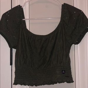 Off the shoulder green top!